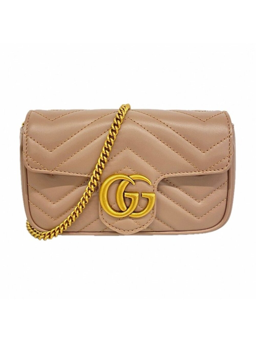 Gucci Shoulder Bag GG Marmont Leather Brown Gold - Picture 1 of 8